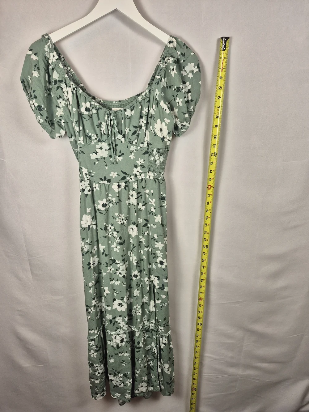 Hollister Sage Green Floral Maxi Dress with White Blooms - Picture 4 of 5
